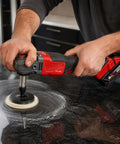 Polishing a surface with a cordless grinder using 5/8-11 Angle Grinder Extension Shaft Adapter Set with ER16 Collets for fast drill conversion.
