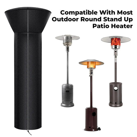 Heavy Duty Round Patio Heater Cover Weatherproof Oxford Fabric UV Resistant Waterproof Dust Proof Snow Proof Wind Proof With Zipper And Storage Bag fits 89H x 33D Gas Heaters.