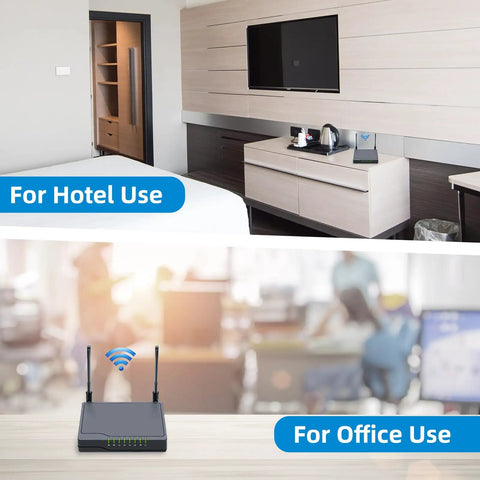 Image showing Analog Telephone Adapter With 1 FXS Port For VoIP, SIP Ready, AP And Repeater Mode in hotel and office setting.