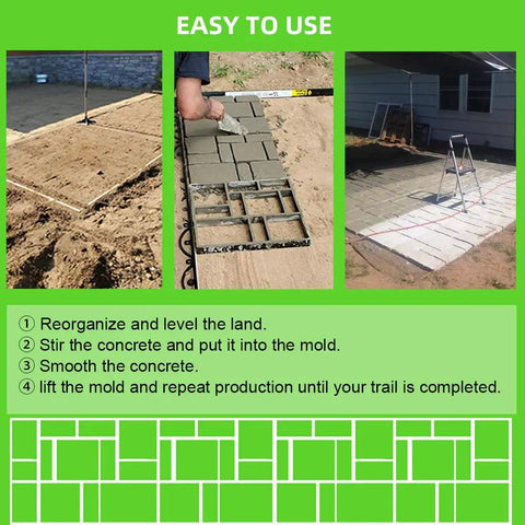 Steps using Reusable Concrete Path Mold Set 17.5 x 15.5 x 1.5 Inches 10 Grid Walk Path Maker For Stepping Stones Pavers Garden Yard Patio DIY Walkway No Pro Skills Needed Durable Polypropylene for garden paths.