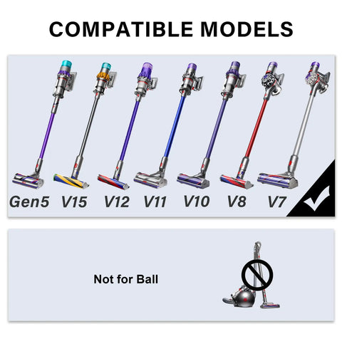 Image showing compatible vacuum models Gen5, V15, V12, V11, V10, V8, V7 for 6 In 1 Accessory Tool Kit Attachment Set With Extension Hose.