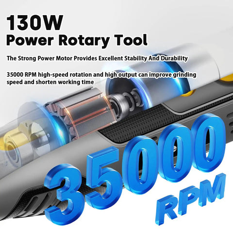 Beast 130W Corded Rotary Tool Kit With 204 Piece Accessory Set Featuring 35000 RPM Motor Display