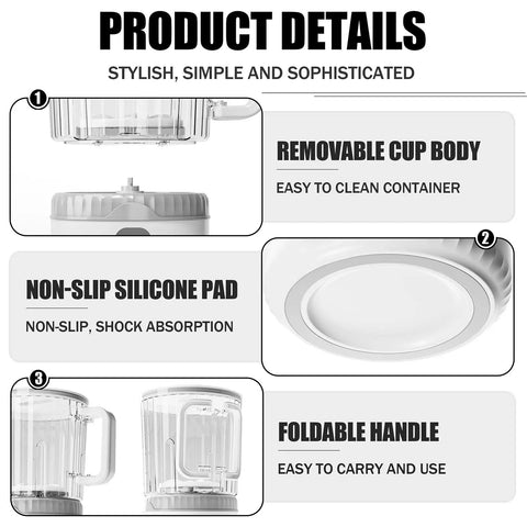 Detailed view of Straight Fire Cordless Mini Washing Machine Portable Underwear Cleaner showcasing removable cup body and foldable handle.