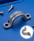 Killer Grip 20 Pack PVC Pipe Clamps Half Inch Conduit Straps grey strap with screws for indoor wiring and cable routing.
