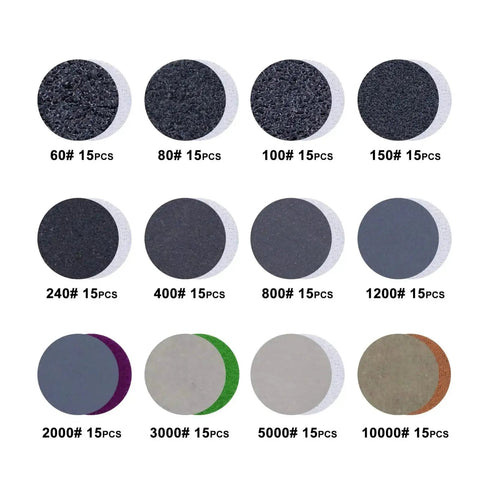Get Ready To Rock Your Projects With This Massive 191PC Set Of Premium 1 Inch Wet Dry Sanding Discs featuring various grit sizes.