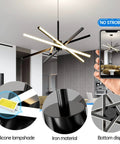 Sputnik Style LED Black Chandelier Pendant Light 82W With Remote Dimming Dope Modern Ceiling Fixture in a modern living room setting.