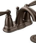 Brantford Oil-Rubbed Bronze Two-Handle Low-Arc Centerset Bathroom Faucet With Drain Assembly, Classic Traditional Style