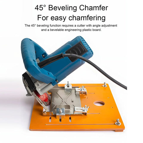 Pro Grade Aluminum Circular Saw Base Plate And Router Table Insert featuring 45° beveled chamfer for easy routing tasks.