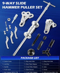 9-Way Internal And External Slide Hammer Puller Set With 5-Lb Hammer For Hubs, Rear Axles, Bearings, Bushings And Seals