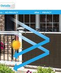 Outdoor Balcony Privacy Screen 2.5 Ft By 15 Ft Railing Cover With 30 Inch Mesh Panels And Zip Ties, installed on deck railing