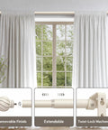 Extra Long White Curtain Rod for Windows 72 to 144 Inches Heavy Duty Adjustable Curtain Pole with Antique Rustic Vintage Industrial Finials