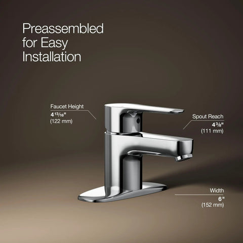 July Go-To Single-Handle Bathroom Sink Faucet With Metal Pop-Up Drain One And A Quarter Inch Tailpiece Ceramic Disc Valves