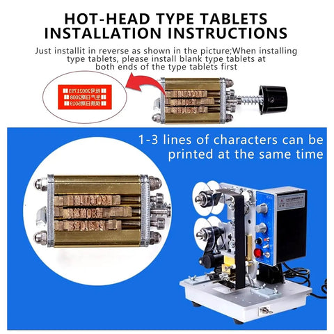 High Speed Automatic Electric Ribbon Code Printer For Production Dates And Batch Numbers On Flexible Packaging Film Plastic Leather Hot Stamping Coda Machine, installation guide and equipment detail.