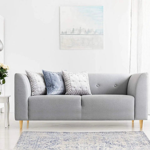 5 Inch Solid Wood Furniture Legs Set Of 4 Durable Mid Century Style Replacement Legs under a modern grey sofa
