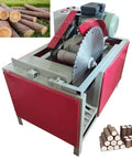 Heavy Duty Automatic Wood Cutting Saw With Pro Grade Alloy Blade Compact Shop Log Cutter For Slick Lumber Splitting And Precise Board Segments 220V 3000W Motor showing blade and logs.