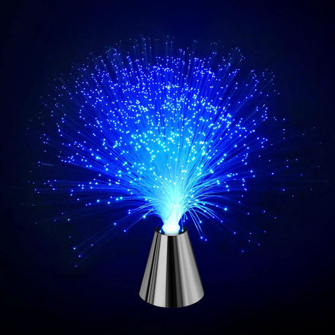 2 Pack Fiber Optic Lamp With Cone Base LED Color Changing Lights For Calming Mood Night Light Sensory Ambient Lighting radiant blue glow.