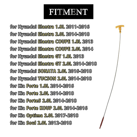 Oil Dipstick 26611-2E021 266112E021 For Hyundai Elantra 2011-2018 Tucson Sonata And Kia Forte Optima Soul Engine Oil Level Gauge Replacement diagram