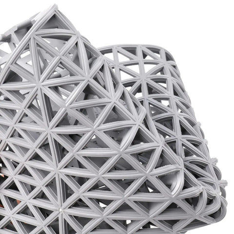 Close-up of stacked gray 12 Pack Modular Interlocking Cushion Rubber Floor Mats 11.6 Inch Square Tiles for wet areas