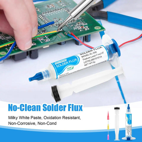 Desoldering Wick And No Clean Flux Paste Kit For Electronics Repair No Residue Solder Flux Paste Low Smoke RoHS Compliant