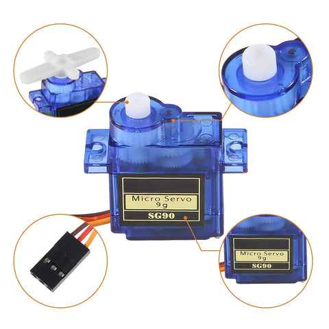 12 Piece SG90 Micro Servo Motors 9G Mini Servos Kit for RC Helicopters Airplanes Cars Boats Robots Arms Hands Walking Doors Locks With Cable High Torque Durable Metal Gears Ideal for DIY Robotics RC Projects and Education