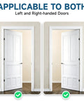 Self Closing 4 Inch Spring Loaded Door Hinge With Adjustable Tension Five Eighths Radius Corners Fits Front Or Back Doors Left Or Right Hand UL Listed Gloss Black demonstrated on two doors side by side