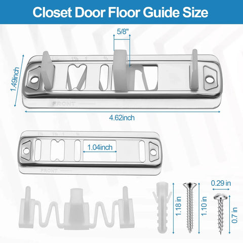 Sliding Closet Door Floor Guide Kit For 3/4 Inch To 1-3/8 Inch Doors, Adjustable Stamped Steel, White 2 Pack dimensions