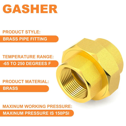 Brass Union Pipe Fitting 1-1/2 Inch Female Connector For Plumbing, Heavy Duty Brass, Corrosion Resistant, Extends And Joins Pipes