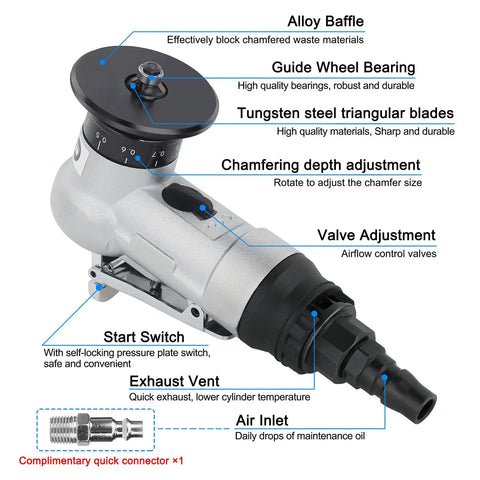 Lightweight 2 In 1 Air Chamfering Machine For Metal And Wood with adjustable features for efficient chamfering and deburring.