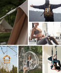 Collage featuring outdoor and fitness activities, including 15 Piece M6 One Quarter Inch Quick Link Chain Connectors for various uses.