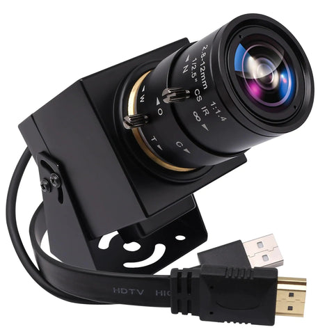 4K Webcam With Dual HDMI USB Interface Manual Zoom 2.8-12mm CS Mount Lens For Close Up Work Industrial Machine Vision Camera With IMX415 CMOS Sensor Ultra HD 3840x2160 Real Time Video Low Latency
