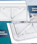 Interior view of Heavy Duty ABS Marine Deck Hatch Built Tough For Weekend Warriors And Captain Crews Featuring Bullet Proof Rubber Weather Seal.