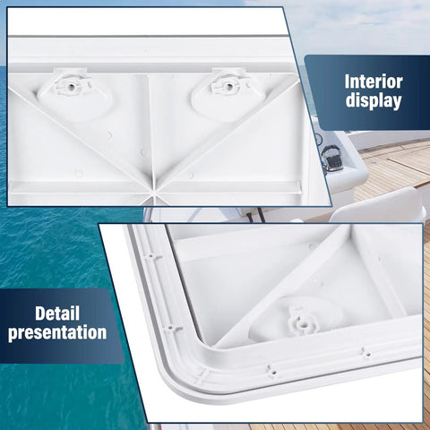 Interior view of Heavy Duty ABS Marine Deck Hatch Built Tough For Weekend Warriors And Captain Crews Featuring Bullet Proof Rubber Weather Seal.