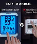 Indoor Outdoor Digital Wireless Thermometer And Hygrometer With Large Backlit 4 Inch Touchscreen LCD Monitor showing temperature readings