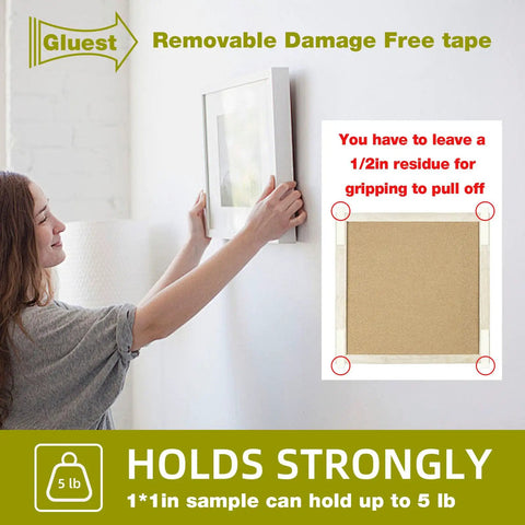 Damage Free Double Sided Tape Three Quarters Inch Wide By Twenty Feet Removable Mounting Strips For Posters Photos Art Rugs And Carpets Heavy Duty Wall Adhesive Foam Tape For Damage Free Hangs, removable wall-hung photo frame