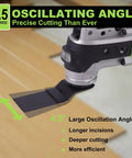 Cordless Oscillating Tool Kit With 20V Battery, Blazing 20,000 OPM, Aggressive 4.2 Degree Oscillation shown with cutting blade