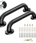 Tough As Nails Wall Mount Grab Bars 12 Inch 2 Pack In Matte Black 304 Stainless Steel Supports Up To 500 Lbs, includes mounting hardware.