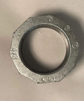 Top view of a Heavy Duty Galvanized Malleable Iron Reducing Bushing 4 Inch By 3 Inch NPT Male To Female Thread Rust Resistant