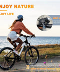 Cyclist riding bike by the sea with highlighted 7 Speed Right Thumb Shift Lever For Mountain City Road And Folding Bikes.