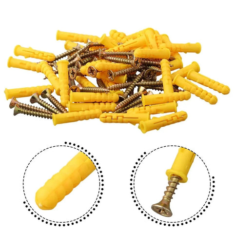 Self Tapping Screws Kit 200Pcs M8x40 M6x30 With Drywall Wall Anchors Yellow Zinc Plated Carbon Steel Built To Last No Pre Drill Needed Easy Install For Heavy Duty Shelves TV Mounts DIY Friendly, yellow wall anchors and screws
