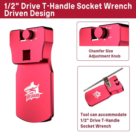 1/2" Drive T-Handle Socket Wrench with chamfer size adjustment, designed for precise adjustments and tool compatibility.