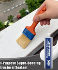Applying Heavy Duty Tough As Nails Waterproof Sealant And Pro Bonding Adhesive with a brush for home repairs.