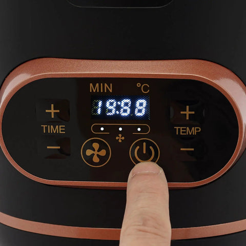 Close-up of the control panel of the Electric Coffee Bean Roaster For Home Kitchen, 1500W Fast Roasting With Digital Led Panel.