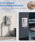 Heavy Duty 60 Amp Non Fused Disconnect Switch Box Weatherproof Nema 3R Outdoor Electrical Panel mounted on wall in rain