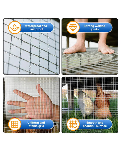 Legit Heavy Duty Black Vinyl Coated Hardware Cloth 1/2 Inch Mesh 48 X 100 Feet 19 Gauge Wire Mesh showcasing waterproof, strong joints, stable grid, and smooth surface.