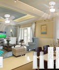 20 Inch Ceiling Fan With Light Socket Remote Plug And Play 30W 2000 Lumens Three Color in a modern living room setup