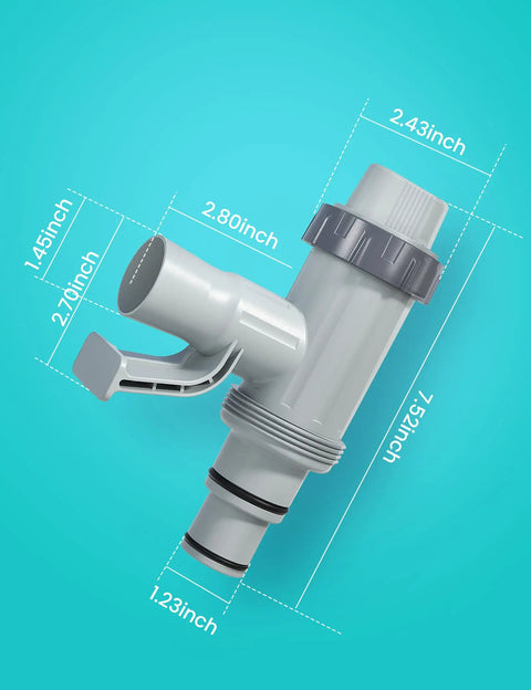 Above Ground Pool Hose Adapter With Plunger Valve And Pipe Holder Replacement Parts Kit For Pool Pump System One Step Flow Stop 2 Pack Durable And DIY Friendly Install, gray plastic, 7.52 inch