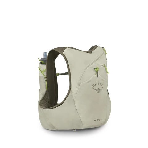 Duro 6L Running Hydration Vest With Hydraulics Soft Flasks Included, Sandy Grey Medium, showing side with flask pocket