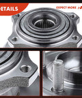 Close-up of Rear Wheel Bearing And Hub Assembly For 5 Lug Vehicles Compatible With Chrysler 300 2005 2009 Dodge Charger 2006 2009 Magnum 2005 2008 With 27 Spline Shaft Beefed Up Load Capacity Ball Or Roller Bearing showing details of the hub and spline shaft.