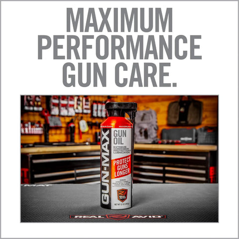 12 Ounce All In One Gun Oil And Cleaner Heavy Duty Lubricant And Rust Protectant For Pistols And Rifles on workbench