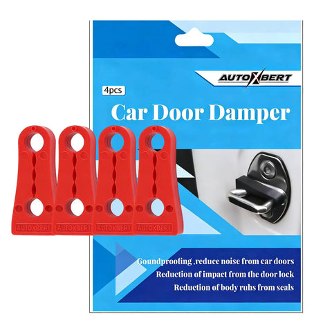 Heavy Duty Silicone Car Door Slam Stoppers And Quiet Close Pads For Easy Install with red pads and packaging.